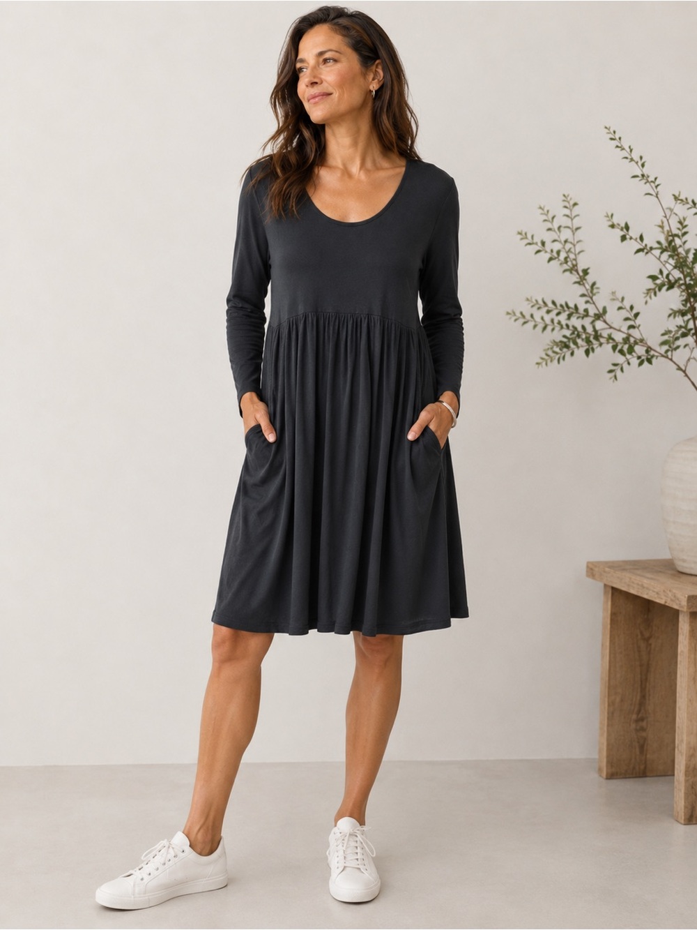 FREE W/PURCHASE Soma Black Babydoll Tunic Top Large Flawed